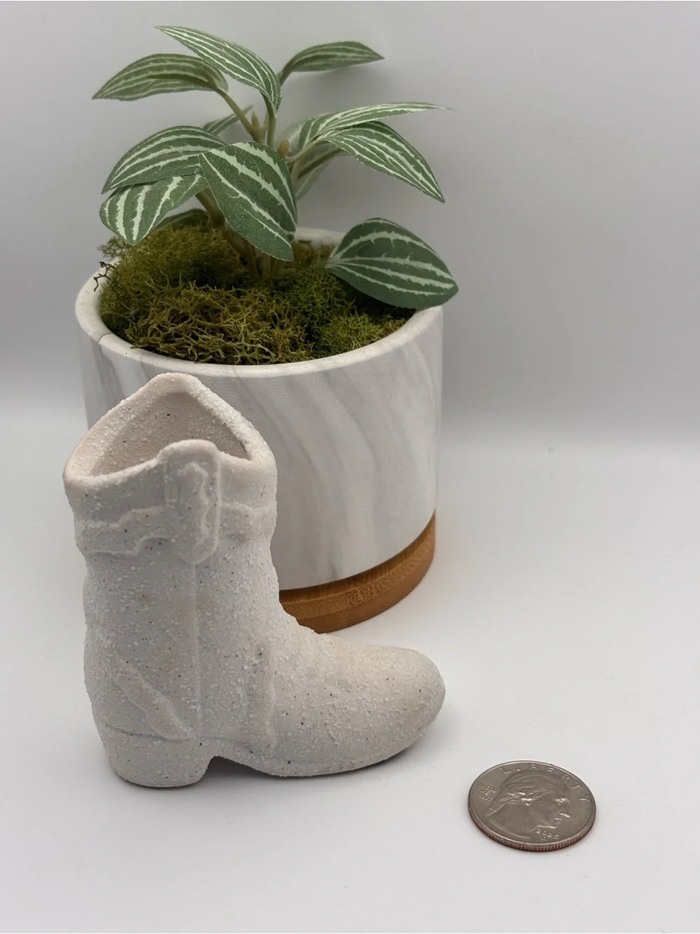 White Ceramic Cowboy Boot Match Holder & Striker, Western Home Decor